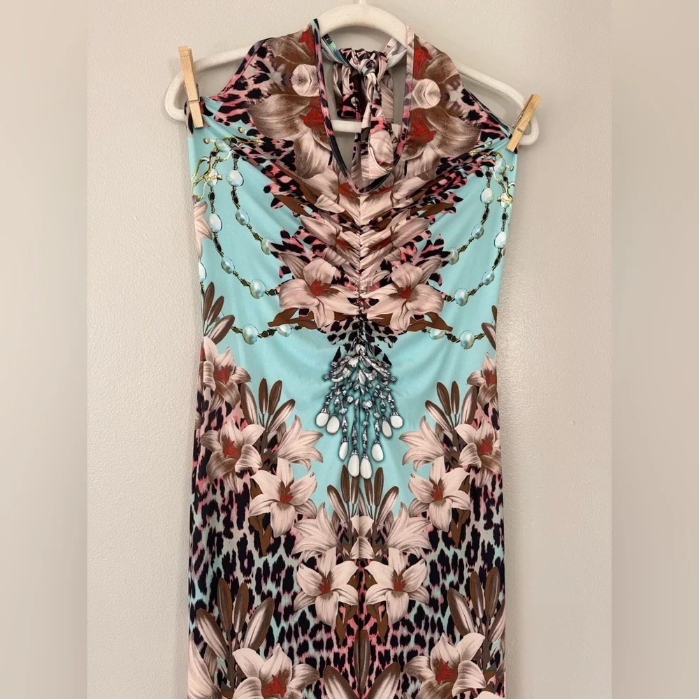 Venus Halter Floral & Animal Print Maxi Dress - Medium - Picture 3 of 9